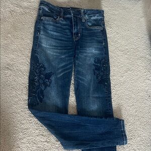 American Eagle Outfitters Dark Blue Embroidered Jeans